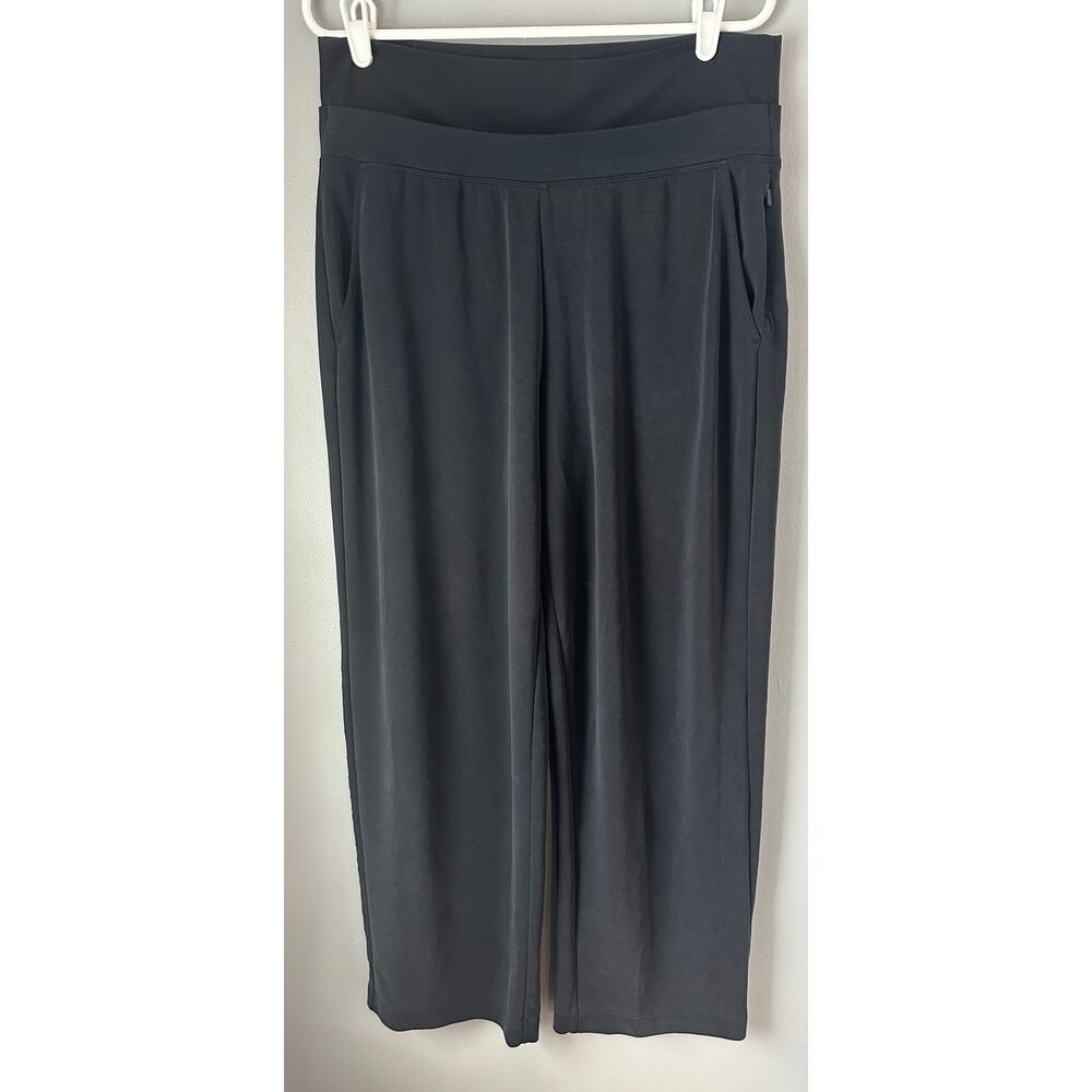 Athleta Pants Womens Large Gray Black Stretch High Rise Wide Leg Pocket